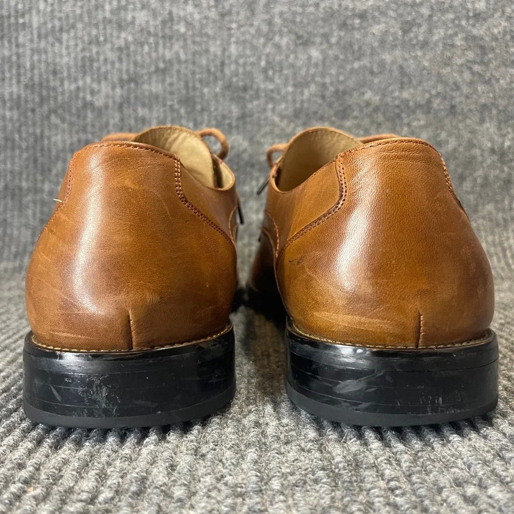 Stacy Adams Oxford Shoes Mens 12 Brown Leather Square Bicycle Toe Lace Up Formal